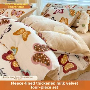 Flannel Crystal Velvet Bedding Set Dual-sided Flannel