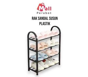Mall Perabot | Rak Sandal Plastik 4 Susun Tempat Sepatu 4 Tingkat Sandal Plastik Sendal Shoe Rack 4 Level Tempat Penyimpanan Lemari