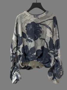 Áo Nỉ Cổ Tròn in Họa Tiết Màu Xanh Lá Cây Và Xám Cho Nữ Mùa Thu Thường Ngày Dài Tay Thoải Mái Phong Cách Hàn Quốc