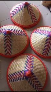 Caping petani jawa jumbo diameter 38-40 cm / caping bambu motif lurik