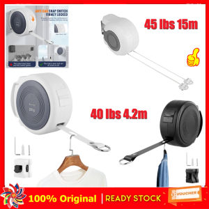 ⭐️【High Quality+In Stock】⭐️Retractable Washing Line Outdoor - Clothes Lines Wall Mounted Heavy Duty Extendable Outside Clothesline Clothing Pull Out 2x15m Long Double Strong Wash Lines for Garden Laundry Drying 30m