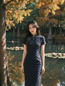 Breathable Slim Fit Retro Checkerboard Dress