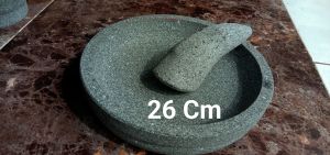 Cobek batu asli Gunung 100% ukuran 26 cm harga termurah ( uang kembali jika bukan batu asli )