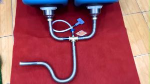 Bộ xả chậu rửa chén đôi inox 304 KAG-BXC36 chậu lỗ thoát to bộ ống thoát bồn rửa bát  2 hố D140 chất liệu SUS304 siêu bền thoát nước nhanh sử dụng tốt