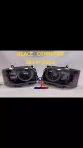 ไฟหน้า รถตู้ Toyota Hiace Commuter 2014 - 2018 ลาย U-led ไฟวิ่ง