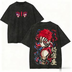 Bandai | Streetwear Demon Slayer Vintage Washed Graphic T Shirt Men Women Cotton Short Sleeve Anime Graphic Tee Casual Tops Y2k Clothes