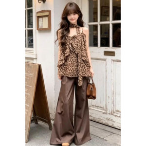 Karrar betsey | Leopard Print Halter Sleeveless Spaghetti Strap Blouse