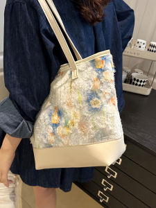Large Capacity Embroidered Bucket Shape Commuter Tote Bag Womens Fashion Summer 2025 Handbag Shoulder Bag Handbag