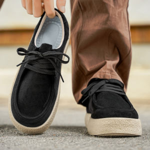 Leather Mens Shoes Sporty Casual Work Sneakers Driving Soft Bottom Wear-resistant Anti-slip Bean Bean Shoes for Autumn