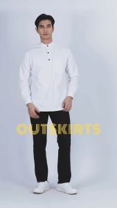 Outskirts - Kemeja Koko Pria Lengan Panjang Lilac Premium | Baju Koko 100% Katun Pilihan | Trendy dan Fashionable (M, L, XL)