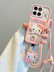 Honor 400 Smart 5G Silicone Protective Case with Lanyard Shockproof Creative Cartoon Design Compatible with Overseas Version