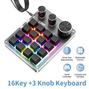 16 Keys 3 Knobs Mechanical Gaming Keyboard USB Wired Bluetooth-Support/ 2.4G Programming Macro Keyboard Custom Hot-swap Keypad