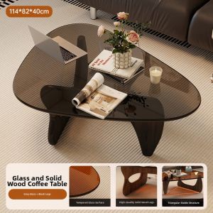 OYIla | Glass and Wood Luxurious Vintage Style Coffee Table