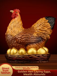 Golden Rooster Egg Laying Figurine