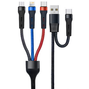 2 In 3 USB C Fast Charging Cable Multi Function Type C Charger Wire For iPhone Pro Max Samsung Xiaomi Macbook Android