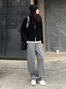 Stand Collar Half Zip Pit Striped Base Knitwear Ladies Early Autumn New Loose Slimming Inner Outerwear Sweater