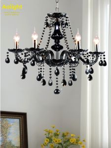 AODENG | Scandinavian Black Crystal Euro-style Dining and Living Room Chandelier