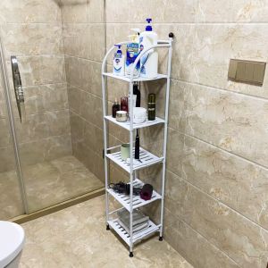 Phong cách Bắc Âu tối giản Kệ trang trí 4-5 tầng Giá để đồ đa năng Ống dày tấm nhựa pp chịu lực tốt Dễ dàng lắp đặt Công nghệ phun sơn nhiệt cao chống gỉ chống ăn mòn Chân có thể điều chỉnhchống ẩm chống bụi