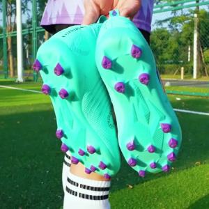 LINGHUOJING Multi-color High-top Glittering Football Shoes TF Anti-slip Training and Competition Specialized Sports Shoes