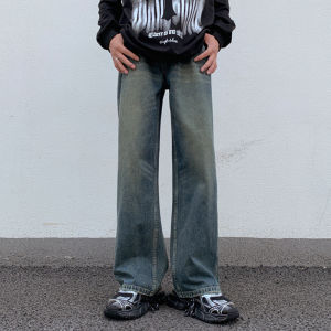กางเกงยีนส์ทรงหลวมขาตรงสำหรับผู้ชายและผู้หญิง กางเกงขายาวทรงหลวมสไตล์ย้อนยุค กางเกงขายาวทรงหลวมสำหรับใส่ลำลองในฤดูใบไม้ร่วง