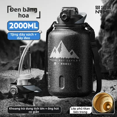 nRMEi | Bình Nước Cách Nhiệt Titanium Dung Lượng Lớn 2000ML