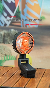 A20 Magnetic Suction Clip Fan 5200mAh Rechargeable Portable Fan 3 Speed Strong With Light