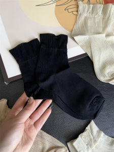 ถุงเท้าผู้หญิงปักลายผีเสื้อฤดูร้อน ระบายอากาศได้ดี น้ำหนักเบา ถุงเท้าข้อกลาง ถุงเท้าผู้หญิงสีพื้น ถุงเท้าผู้หญิงแบบสวมข้อสั้น