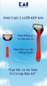 Dao Cạo Râu 5 Lưỡi Kép Kai ( 00638 - 1 Bịch 3 Cây )