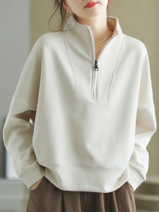 Shalldoer | Autumn Spring Loose Leisure Stand Collar Half Zipper Hoodie