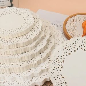 Sét 100 Giấy Nến Lót Thực Phẩm Hoa Văn 6.5in Set 100 Đĩa Giấy Trang Trí Bánh Lót Nồi Chiên Không Dầu