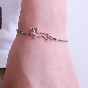 Cute Dachshund Dog Stainless Steel Bracelet for Womens Valentines Day Commemorative Day Jewelry and Gift Wholesale