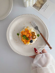 Phong Cách Hàn Quốc Đĩa Ăn Tối Bất Đối Xứng Bằng Gốm Đĩa Tráng Miệng Màu Tinh Khiết Underglaze Bít Tết Món Ăn Jumia Beauty Pearl Hình Dạng Không Đều