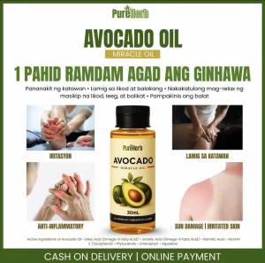 Avocado Oil Miracle Oil Herbal Healing Oil Massage Oil Organic Healing Oil 30ml & 60ml - For Back Pain Joint Pain Muscle Pain Arthritis Rayuma Bukol Anti-Inflammatory & Sun Damage Relief for Irritated Skin & Body Miracle Remedy Herbal Massage Oil