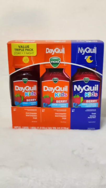 Vicks DayQuil & NyQuil Kids Age 6+ Berry Flavored Cold & Cough Medicine ...