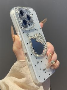 Fashionable Cute Diamond Embedded Butterfly Knot Phone Case for Apple 16Promax iPhone 15Pro New Model 14Mirror Flash Diamond Womens 13Top Selling