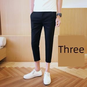 Slim Fit Mens Casual Pants Eighteen Inches Small Foot Pants Trendy Korean Style mid Waist Pocket Pants Breathable Comfortable