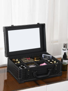 Large Capacity Portable Makeup Box with Mirror Beauty Eyebrow Tattooing Tool Kit Waterproof Isolation for Any Skin Type