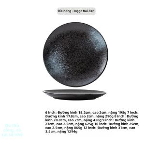 HUIYANGXU | Đĩa Ăn Gốm Đen