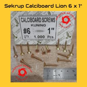 (1 Box) Sekrup Kuning GRC Kalsi 6x1 / Calciboard Lion #6x1 (2.5CM)