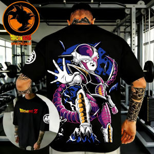 Bandai | Dragon Ball Anime Cotton T-shirt Summer New Frieza Printed Mens and Womens Harajuku Large Versatile Casual Short Sleeve Top
