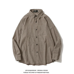 Trendy Oversize Plaid Long Sleeve Casual Shirt Mens Loose Fit Couples INS Shirt Jacket Autumn Youth Fashion No Brand