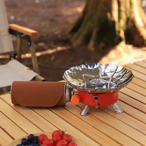 เตากลีบบัวมีบังลม กันลมดี พร้อมกระเป๋าจัดเก็บ สะดวก เหมาะสำหรับสายแคมป์ เดินป่า สินค้าพร้อมส่งจากไทย