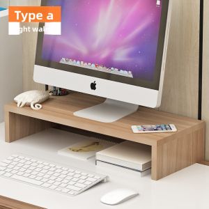 Desk Organizer & Monitor Riser Wood Office Notebook Stand
