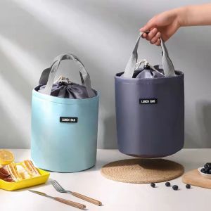 MISSUP Round Picnic Travel Storage Bag Lunch Box Breakfast Organizer Cooler Lunch Bag Insulated Thermal Bag