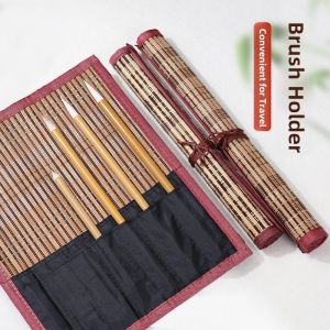 Bamboo Fabric Calligraphy Brush Protection Case with Brush Bag Large Medium Small Roll Brush Bag Canvas Calligraphy Supplies