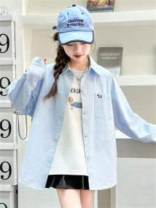 Spring Autumn Thin Long Sleeve Girls Shirt 2025 New Style Middle School Students Clothing Cotton Sweet Style Two-Piece Set