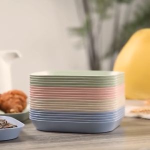 Pingan Petak Kecil Tableware Spit Bone Dish Household Plastic Wheat Dish Nordic Dining Sauce Small Square Plate 小麦秸方形碟