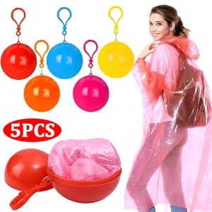 5 cái mới Keychain Áo Mưa xách tay dùng một lần nén bóng ngoài trời mùa hè du lịch treo túi bóng cắm trại Poncho bánh