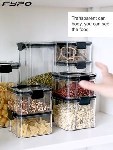 【Free Towel】1800ML Food Storage Container Easy Open Lock Lid Dry Food Candy Pasta Storage Tank Kitchen Refrigerator Noodle Box Transparent Sealed Cans Babalux
