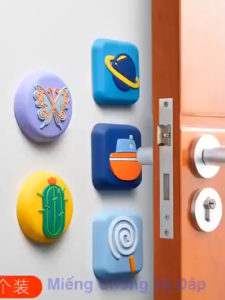 Miếng Chặn Cửa Silicon Hình 3D Dễ Thương – Set 5 Miếng – Êm Chống Va Đập Dính Chắc Bảo Vệ Tường